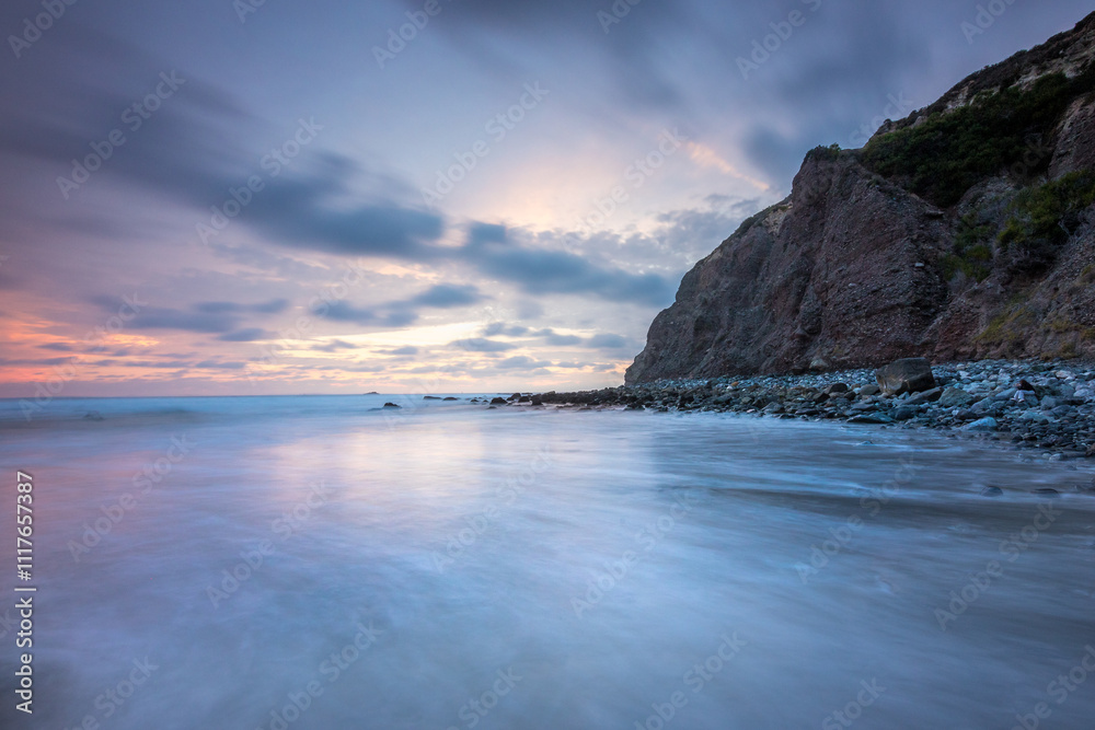 Coastal sunset at Dana Cove in California