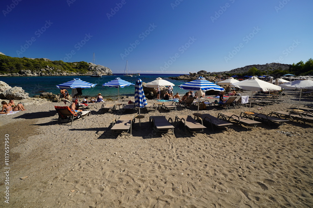 Fototapeta premium holidays destination , Antony Quinn beach in Rhodes , Greece