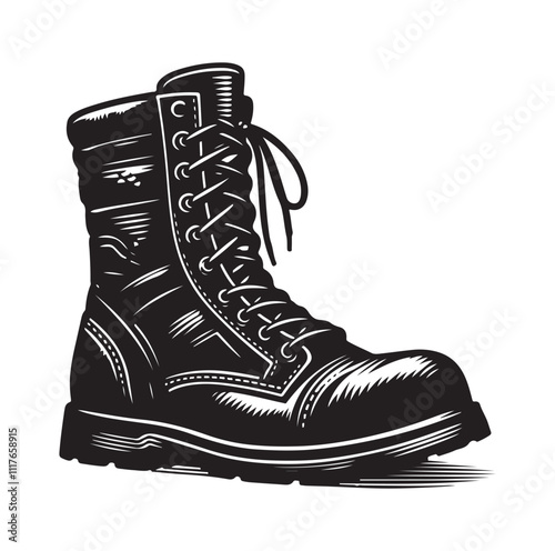 COMBAT BOOTS silhouette vector ILLUSTRATION 
