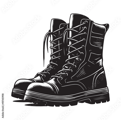 COMBAT BOOTS silhouette vector ILLUSTRATION 