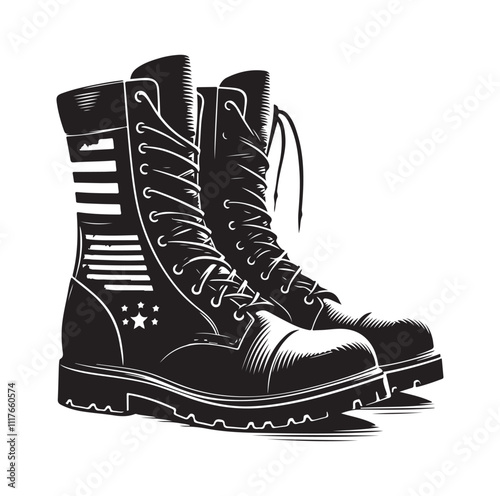 COMBAT BOOTS silhouette vector ILLUSTRATION