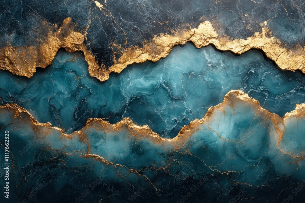 A textured abstract design featuring turquoise and gold hues, ideal for backgrounds. A textured abstract design featuring turquoise and gold hues, ideal for backgrounds.