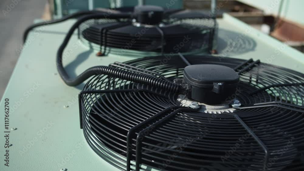Industrial air conditioning systems on the roof of the building