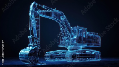 Blueprint Excavator: Digital 3D Model of Heavy Machinery