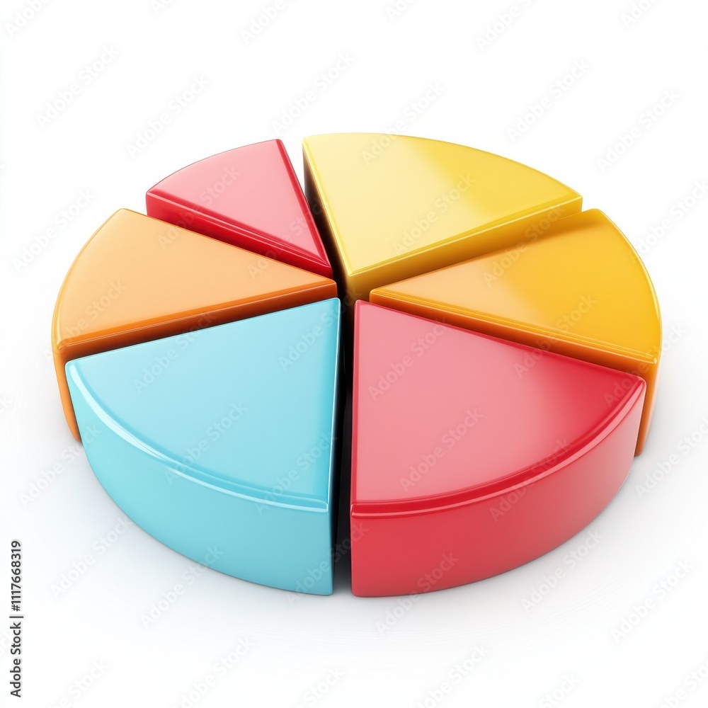 Obraz premium A colorful pie chart with segmented sections, representing data distribution in a visually engaging manner.