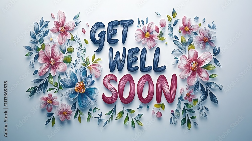 Obraz premium Get well soon greeting card, AI Generated