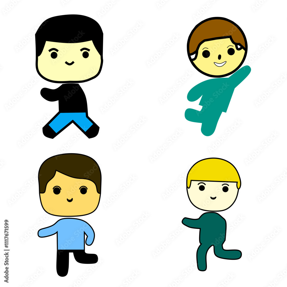 set of funny cartoon guy icon set set of funny cartoon guy icon set