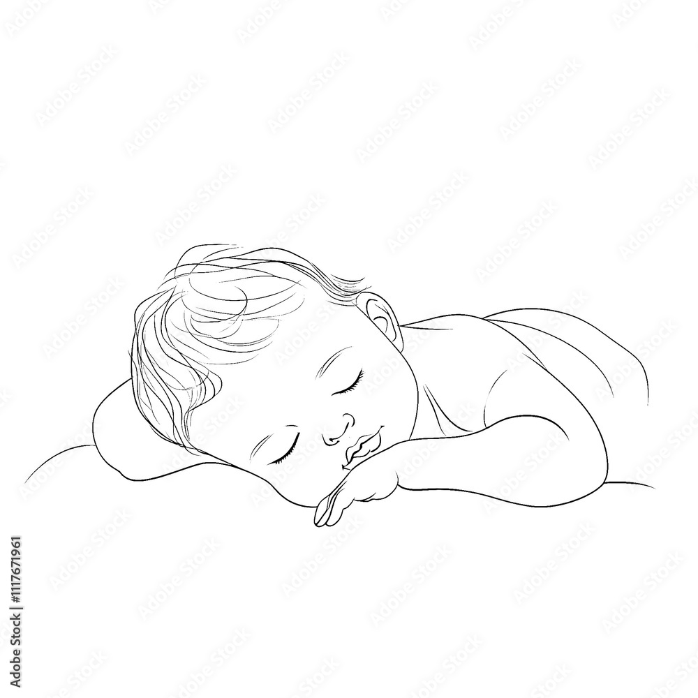 Minimalist Line Drawing of a Sleeping Baby with a peaceful mood on a transparent background Minimalist Line Drawing of a Sleeping Baby with a peaceful mood on a transparent background