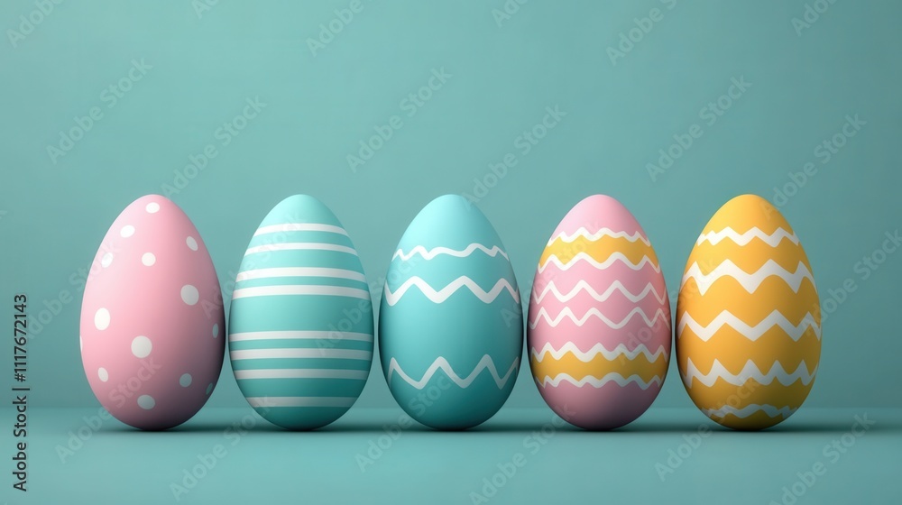 Colorful easter eggs with patterns on blue background Colorful easter eggs with patterns on blue background