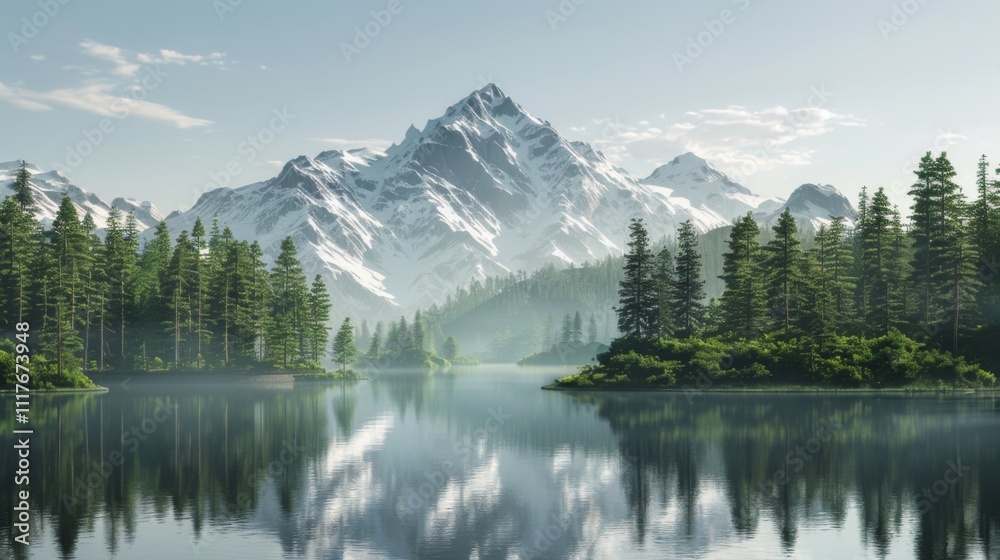 Serene View of Mount Jefferson with Reflection on Water Serene View of Mount Jefferson with Reflection on Water