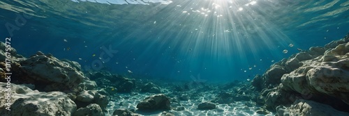 stone underwater picture at the sunny day