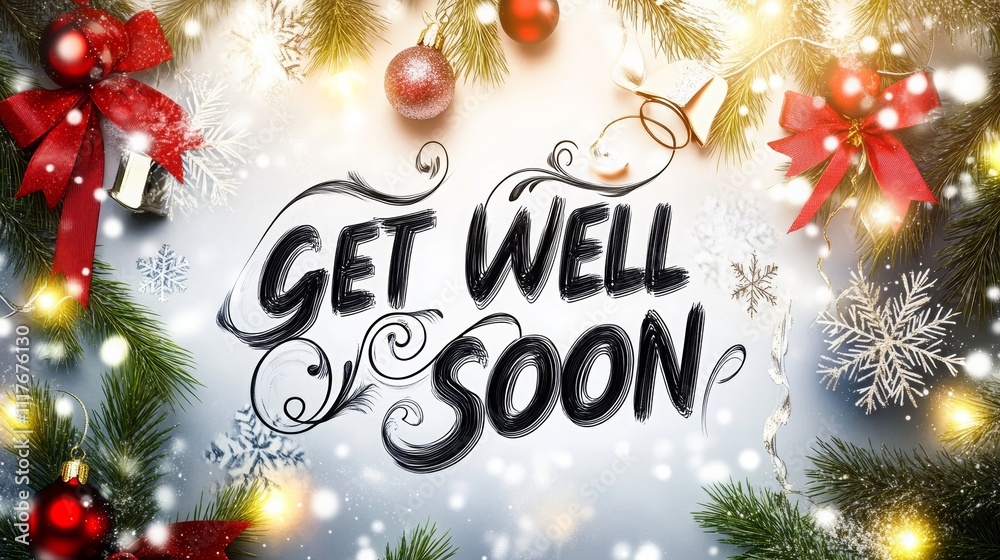 Get Well Soon Christmas, New Year Winter greeting card, AI Generated Get Well Soon Christmas, New Year Winter greeting card, AI Generated