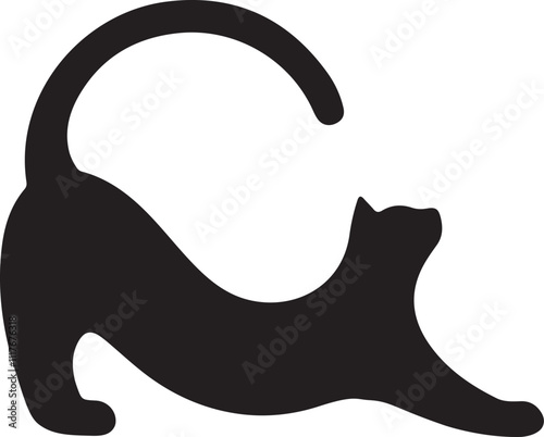 Charming black cat stretching vector for unique graphic designs