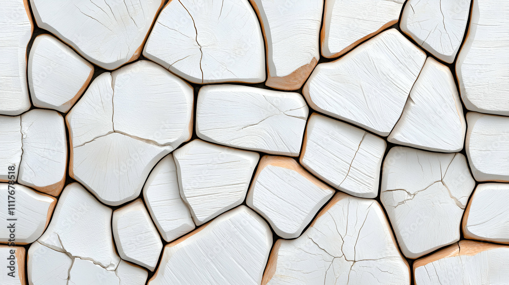 A textured pattern of cracked white surfaces resembling a natural stone formation, featuring irregular shapes and fine details.