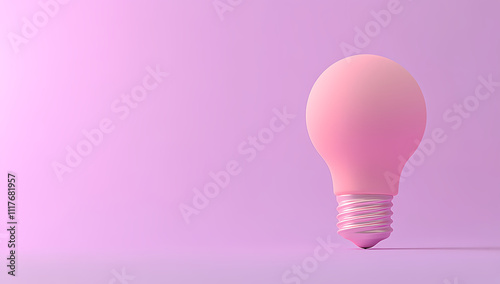 Creative Spark in Pastel: A minimalistic and evocative image showcasing a pastel pink light bulb on a soft gradient background, embodying innovation and new ideas.