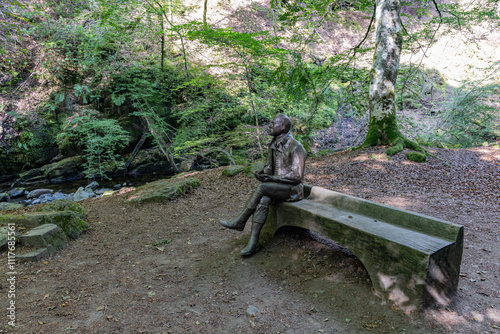 Robbie Burns statuette at the Birks of Aberfeldy, Aberfeldy. Perth and Kinross, Scotland photo