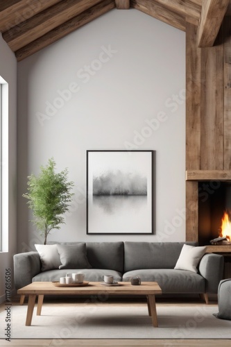 "Elegant Mockup of a Cozy Living Space Interior" 