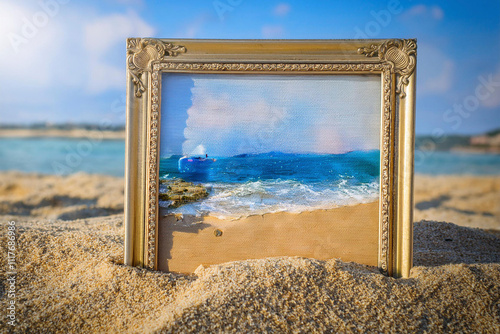 cuadro, pintura, paisaje, mar, pintar, pintor, arte