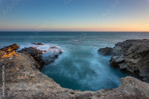 Sunset over the tranquil waters of Malibu coast
