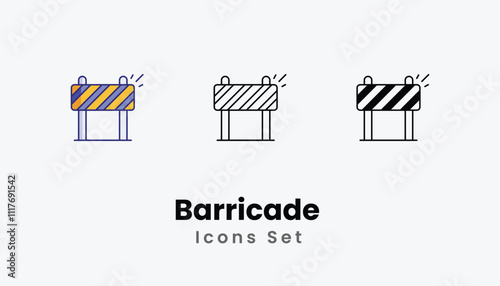 Barricade  Icons thin line and glyph vector icon stock illustration