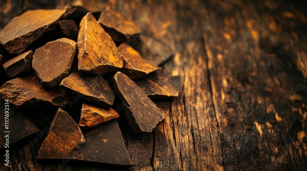 Close-up of ancient stone tools, sharp flint knives, and polished axes on a weathered wooden surface, symbolizing prehistoric craftsmanship and the dawn of human ingenuity Close-up of ancient stone tools, sharp flint knives, and polished axes on a weathered wooden surface, symbolizing prehistoric craftsmanship and the dawn of human ingenuity