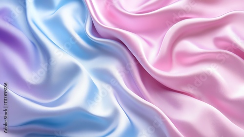 Abstract background of smooth, flowing satin fabric in soft pastel colors.