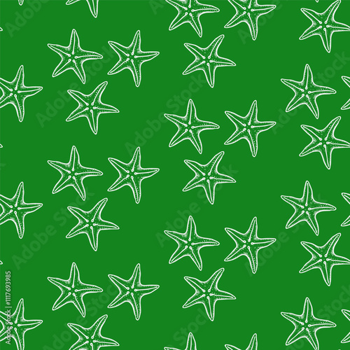 Cute hand drawn starfish seamless pattern collection in various colors in grid	
