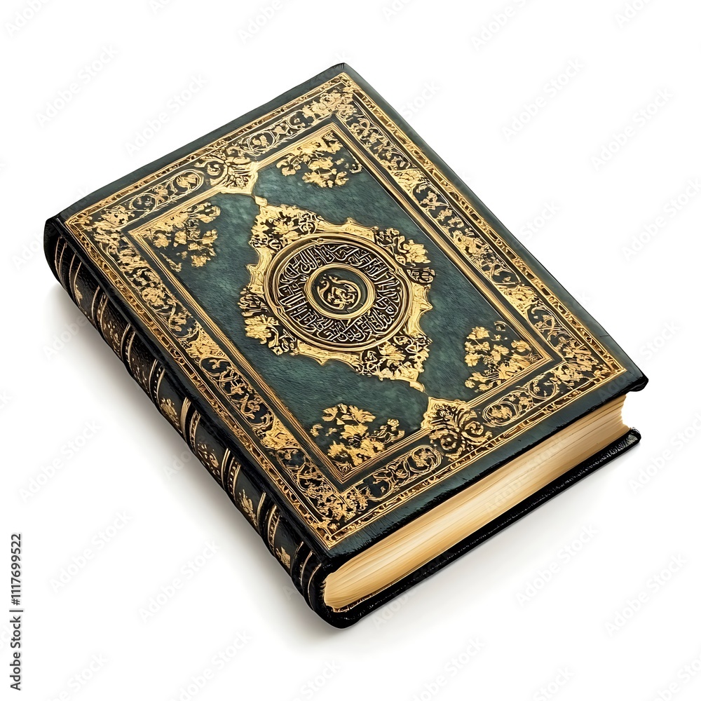 Quran with a beautiful cover on white background. Quran with a beautiful cover on white background.