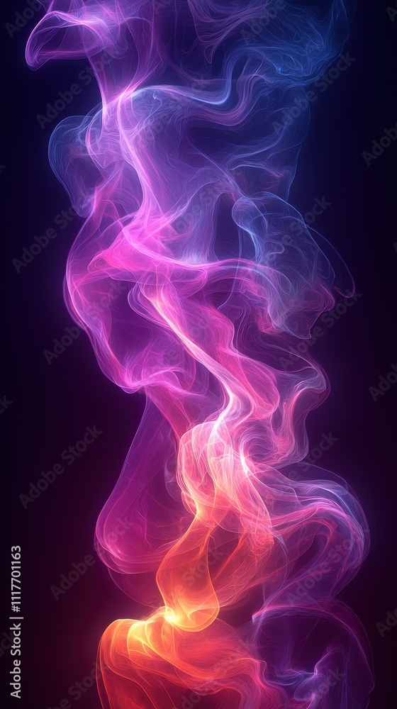 Colorful abstract smoke patterns swirl in vibrant shades of pink, purple, and orange against a dark background Colorful abstract smoke patterns swirl in vibrant shades of pink, purple, and orange against a dark background