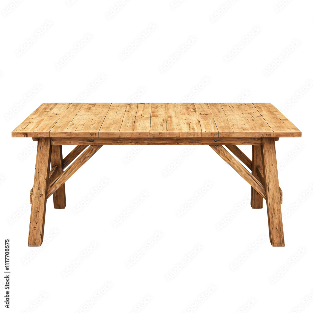 Rustic wooden table with sturdy legs, perfect for dining or workspace. Ideal for home or office settings, adding natural touch to any environment. isolated on transparent background Rustic wooden table with sturdy legs, perfect for dining or workspace. Ideal for home or office settings, adding natural touch to any environment. isolated on transparent background