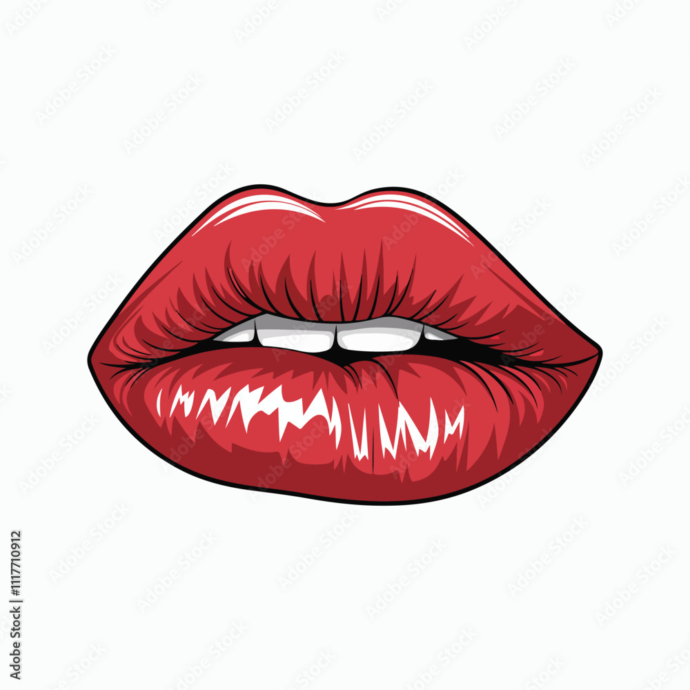 Red lips with glossy finish vector illustration Red lips with glossy finish vector illustration