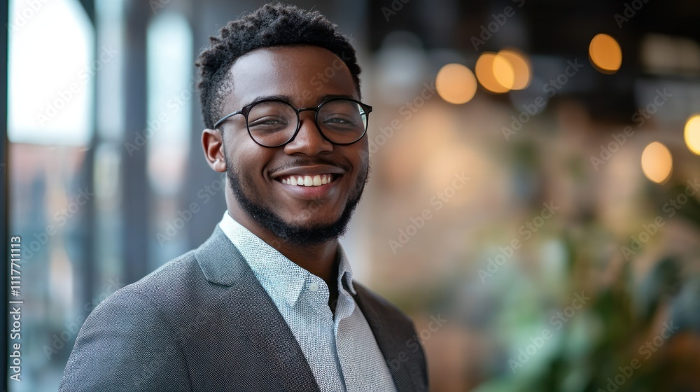A happy young man uses modern tools to develop real estate solutions integrating sustainable technology. A happy young man uses modern tools to develop real estate solutions integrating sustainable technology.