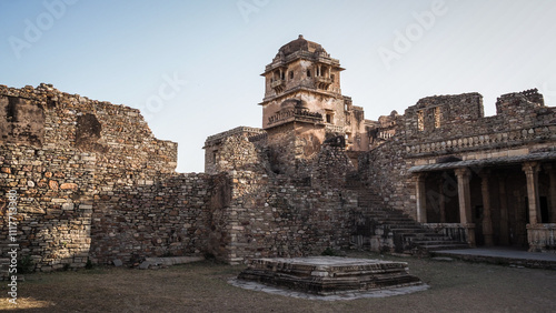 The architecture of Chittorgarh Fort in Rajasthan, India