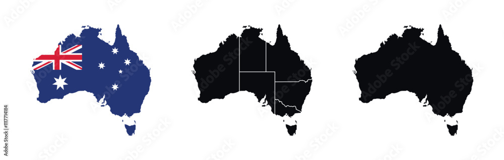 Fototapeta premium Australia Map vector icon. Map of Australia various styles.