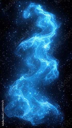 Blue cosmic mist swirling in the deep space revealing vibrant stars and celestial phenomena