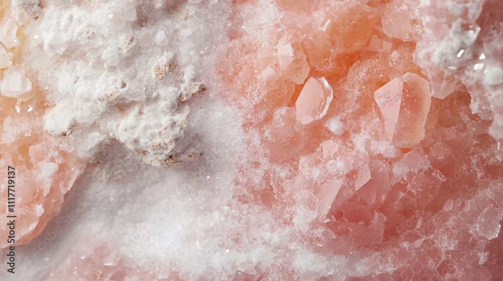 Fototapeta premium Unique pink salt crystal formation with white mineral deposits from a natural source