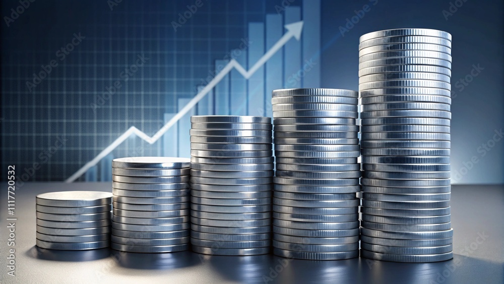 stack of silver coins with the chart in Passive income financial concept and financial investment business stock growth. finance freedom concept.
stack of silver coins with the chart in Passive income financial concept and financial investment business stock growth. finance freedom concept.