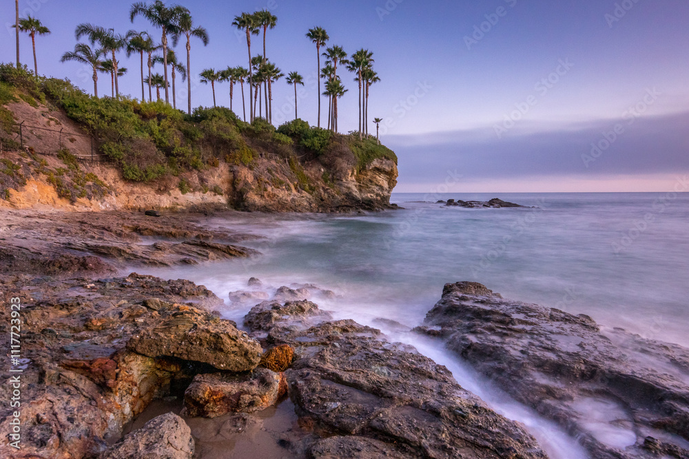 Sunset over Crescent Bay Beach in Laguna Beach