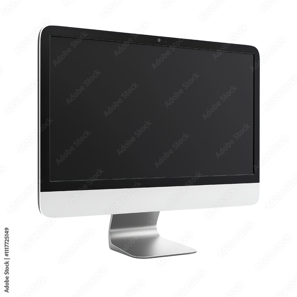 Sleek modern computer monitor with minimalist design and silver stand, perfect for any workspace or home office setup. isolated on transparent background Sleek modern computer monitor with minimalist design and silver stand, perfect for any workspace or home office setup. isolated on transparent background