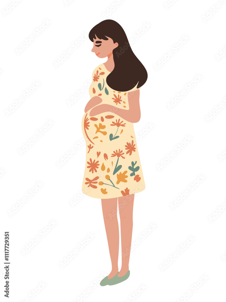 Expecting mother with hands on belly in a serene atmosphere Expecting mother with hands on belly in a serene atmosphere