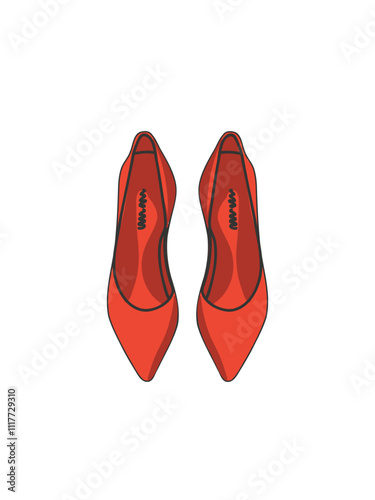 Top view vector illustration of red women’s shoes