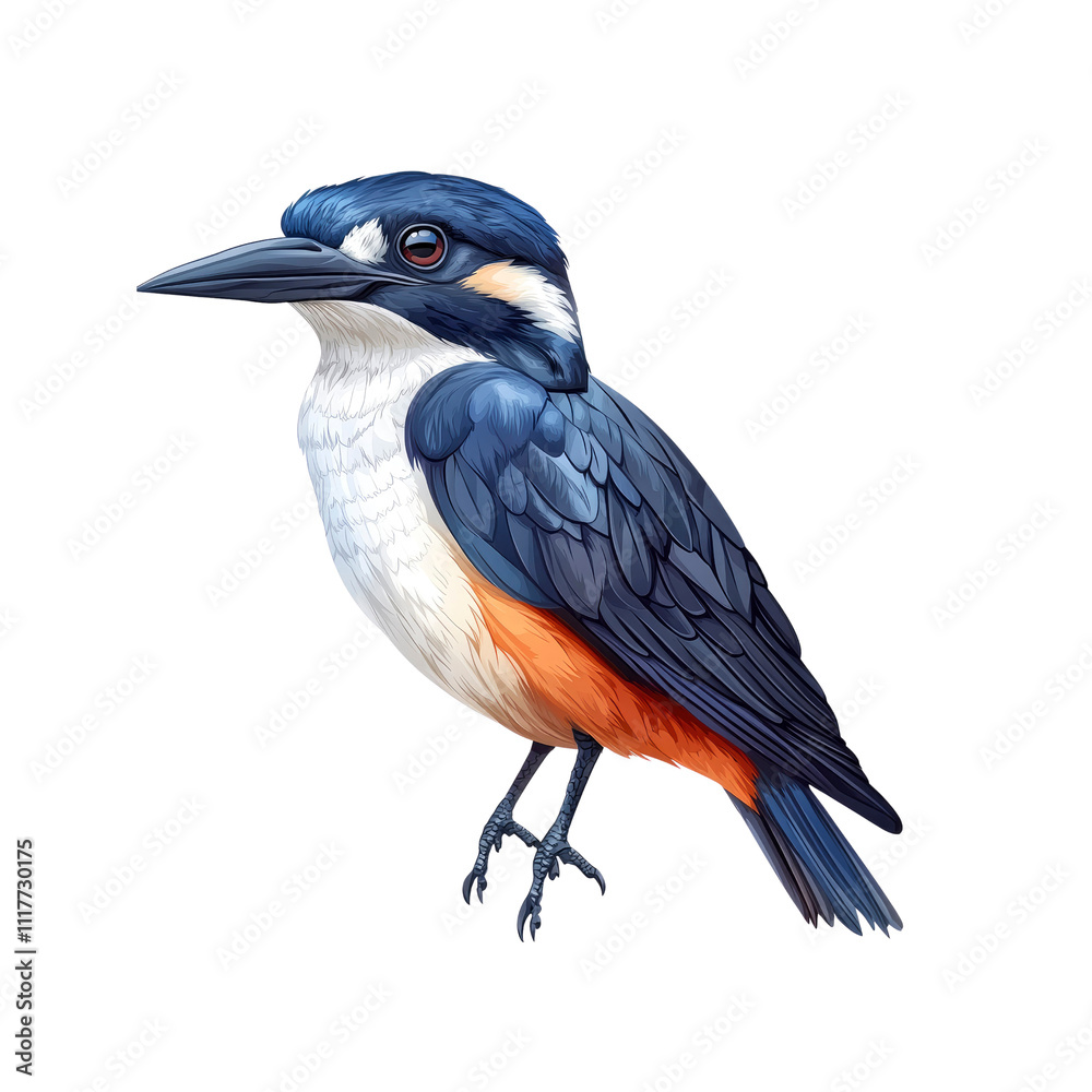 Fototapeta premium Vibrant Collared Kingfisher Bird Illustration