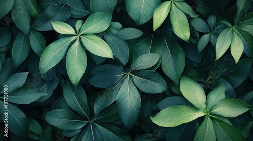 Lush Green Tropical Foliage Background.