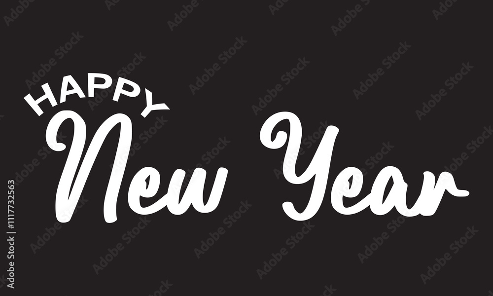 Handwritten textured brush ink lettering of Happy New Year isolated on black background design Template, . Vector illustration . EPS 10 Handwritten textured brush ink lettering of Happy New Year isolated on black background design Template, . Vector illustration . EPS 10