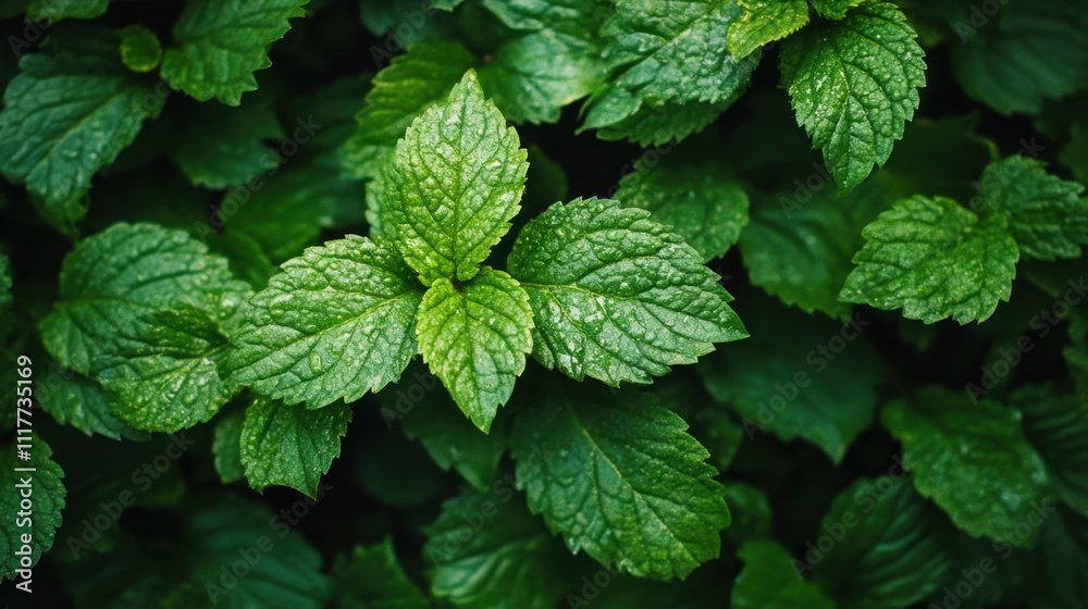 Lush Green Mint Leaves Background Texture. Lush Green Mint Leaves Background Texture.