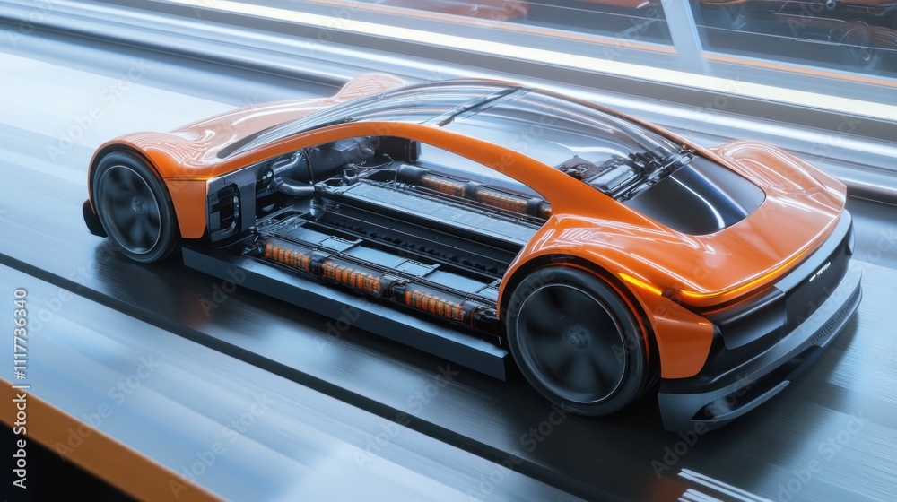 Obraz premium Futuristic Electric Sports Car Cut-Away