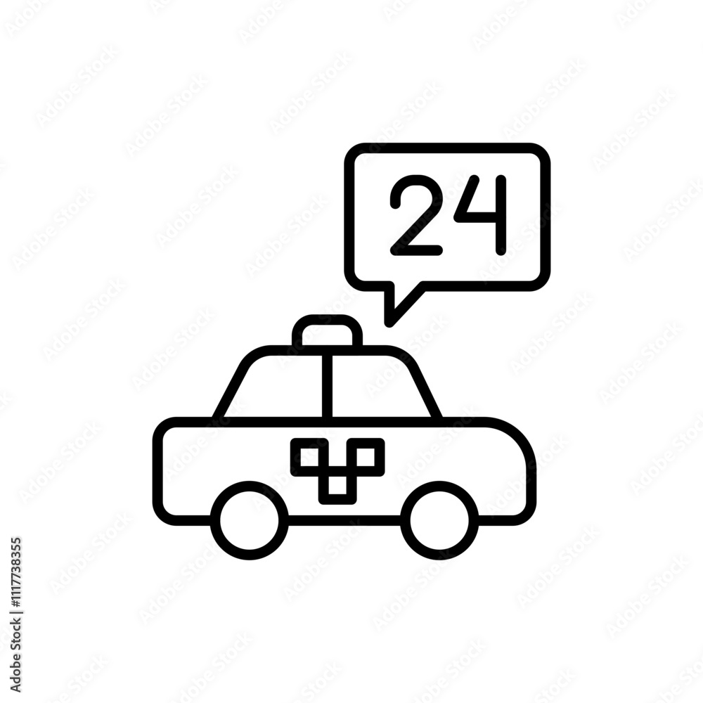24 hour taxi outline icons, minimalist vector illustration ,simple transparent graphic element .Isolated on white background 24 hour taxi outline icons, minimalist vector illustration ,simple transparent graphic element .Isolated on white background