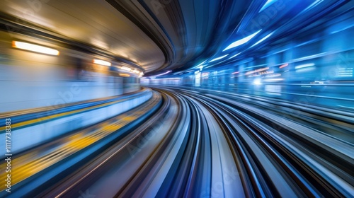 Abstract Motion Blur of a Train Moving Through a Tunnel