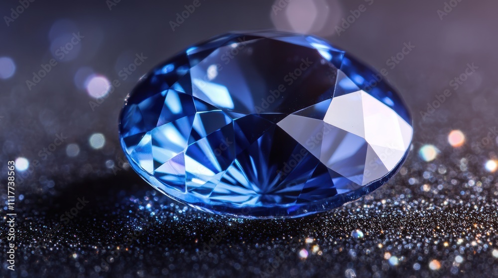 Sapphire glitter with bokeh and crystal droplet reflections Sapphire glitter with bokeh and crystal droplet reflections