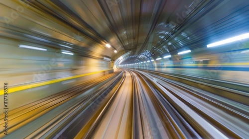 Fast Train Tunnel with Blurry Motion